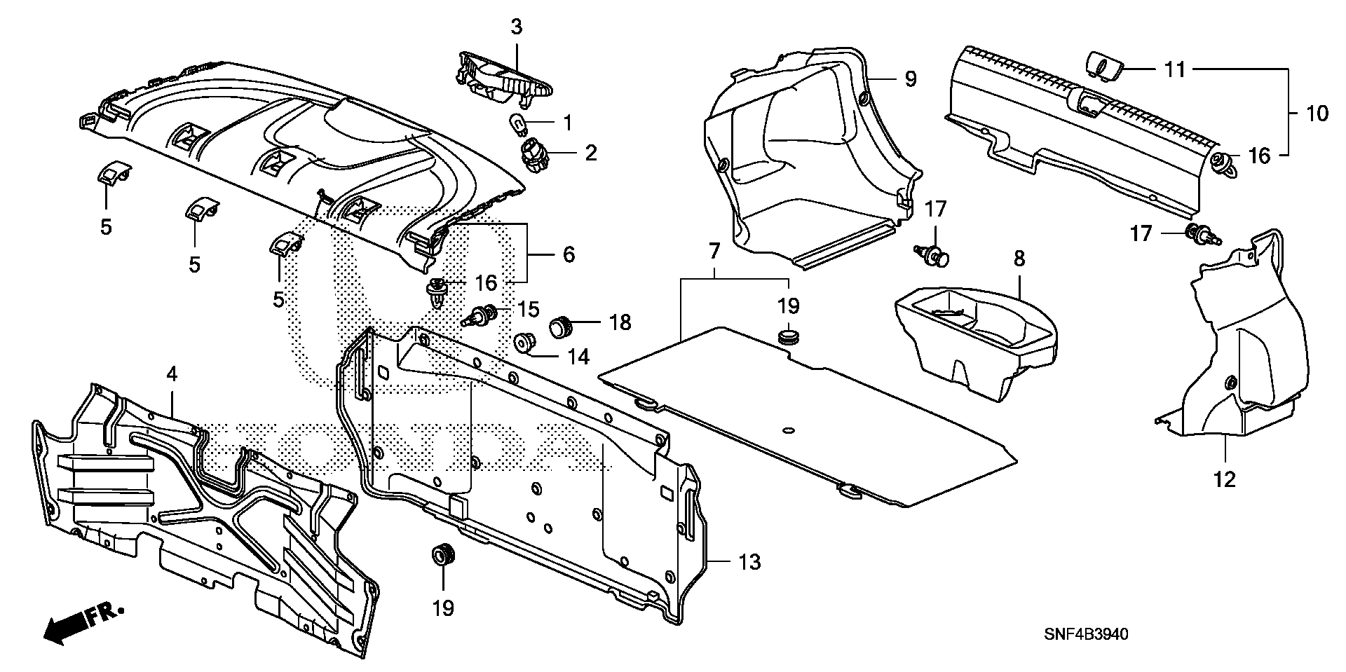 Diagram REAR TRAY@TRUNK LINING for your Honda Civic  