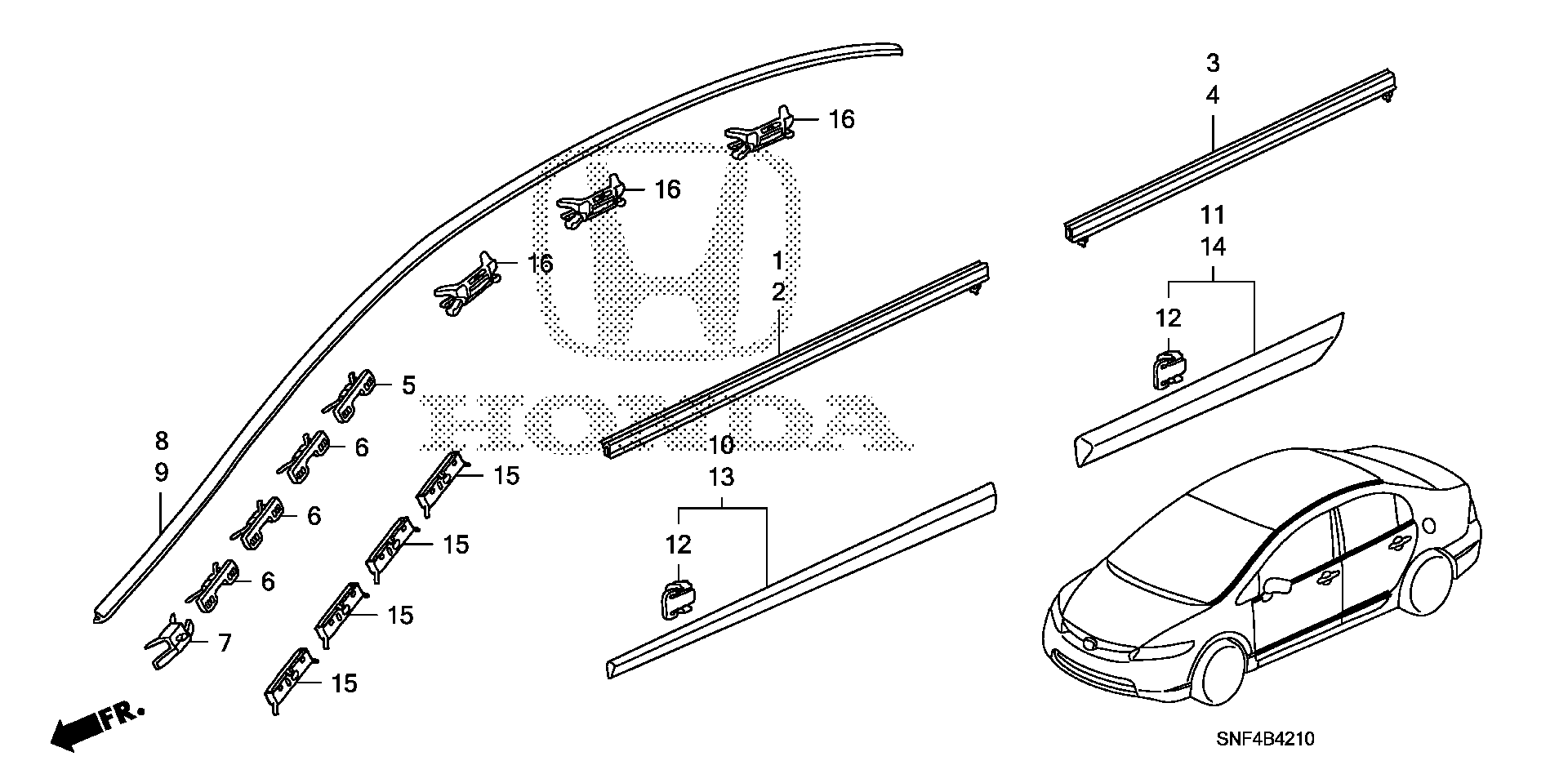 Diagram MOLDING for your 1989 Honda Civic   