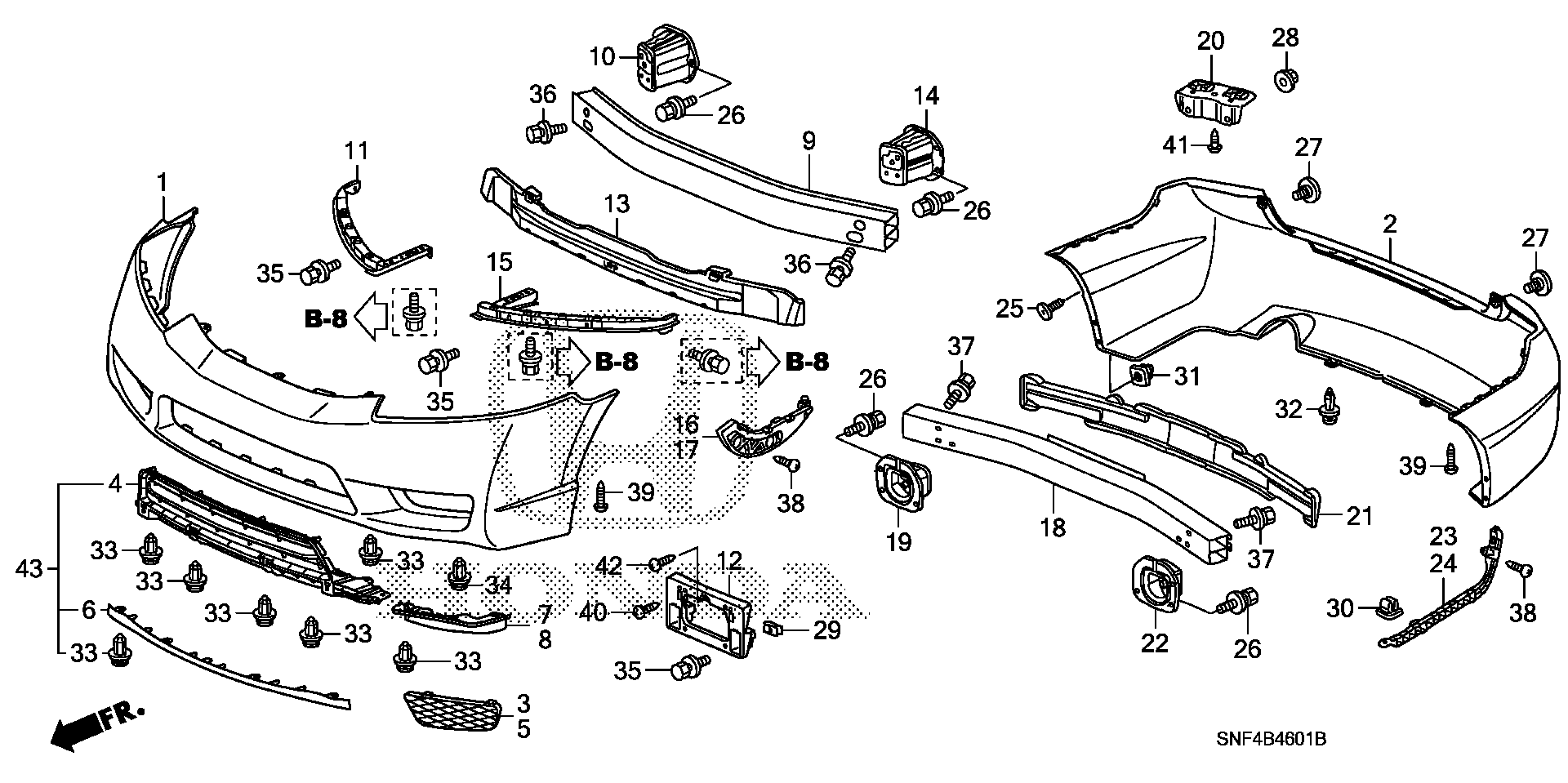 Diagram BUMPERS (2) for your 1993 Honda Accord Coupe   