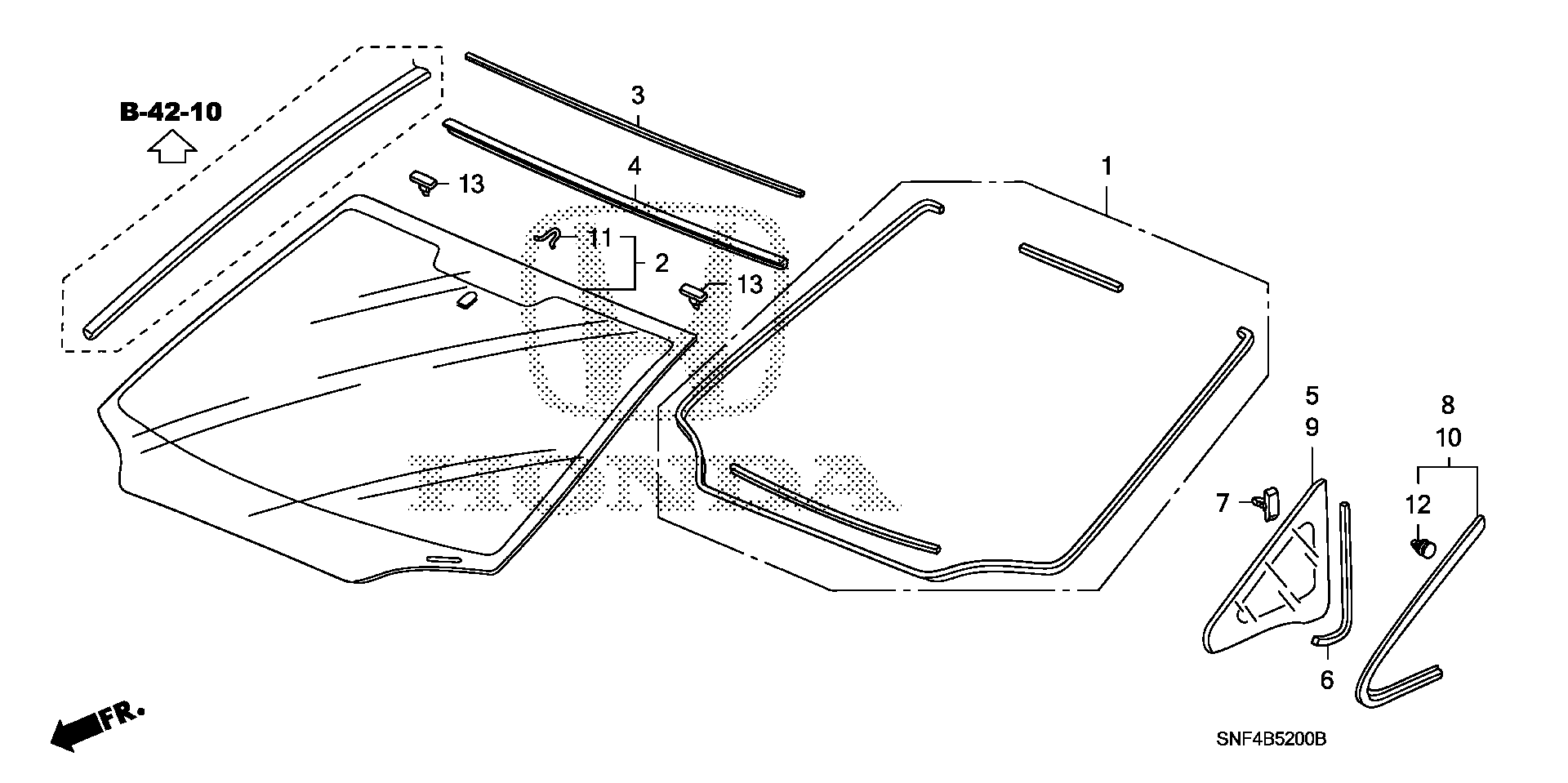 Diagram FRONT WINDSHIELD for your 2008 Honda Civic  GX 