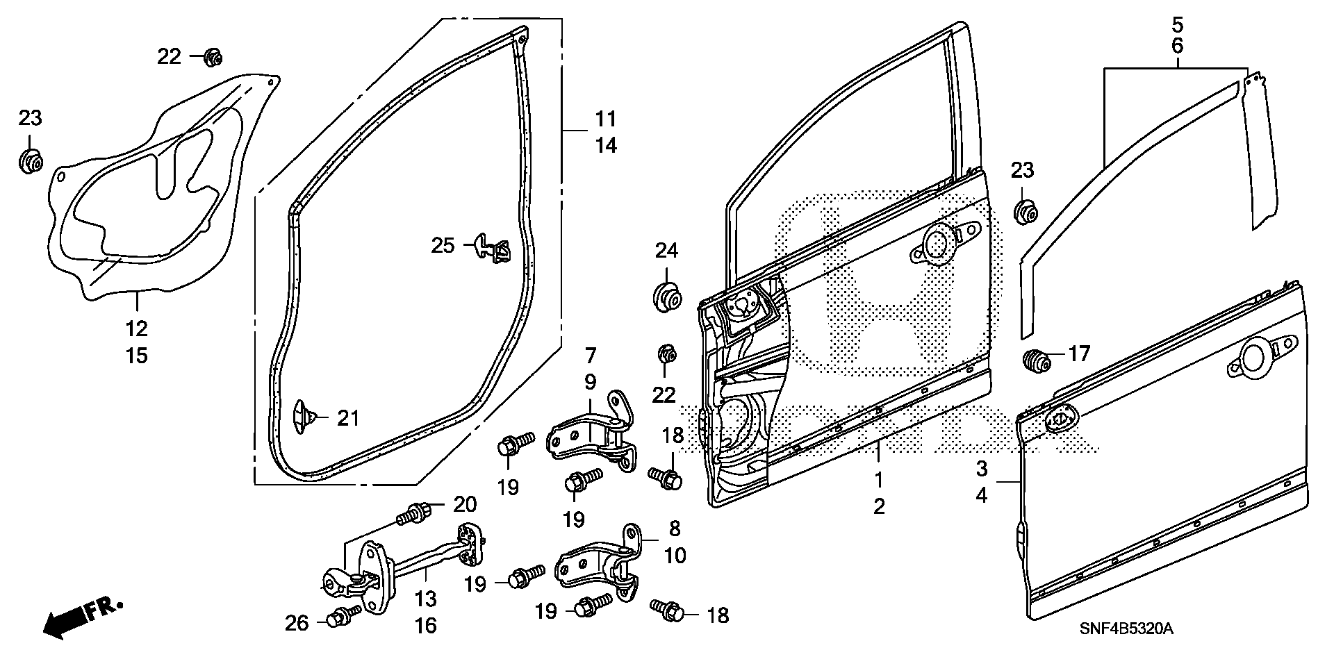 Diagram FRONT DOOR PANELS for your 2001 Honda Civic   