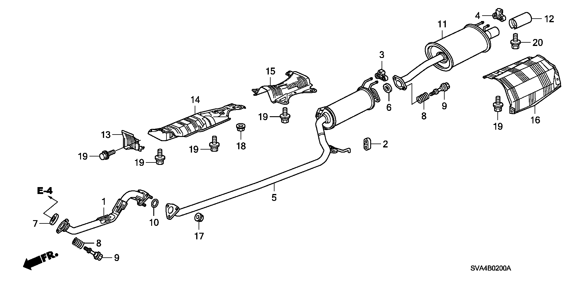 Diagram EXHAUST PIPE@MUFFLER (1.8L) for your 2024 Honda Passport  BLACK EDITION/ 5D 