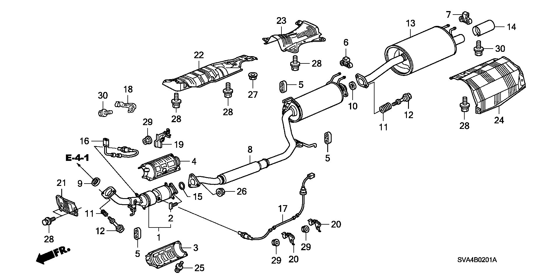 Diagram EXHAUST PIPE@MUFFLER (2.0L) for your Honda