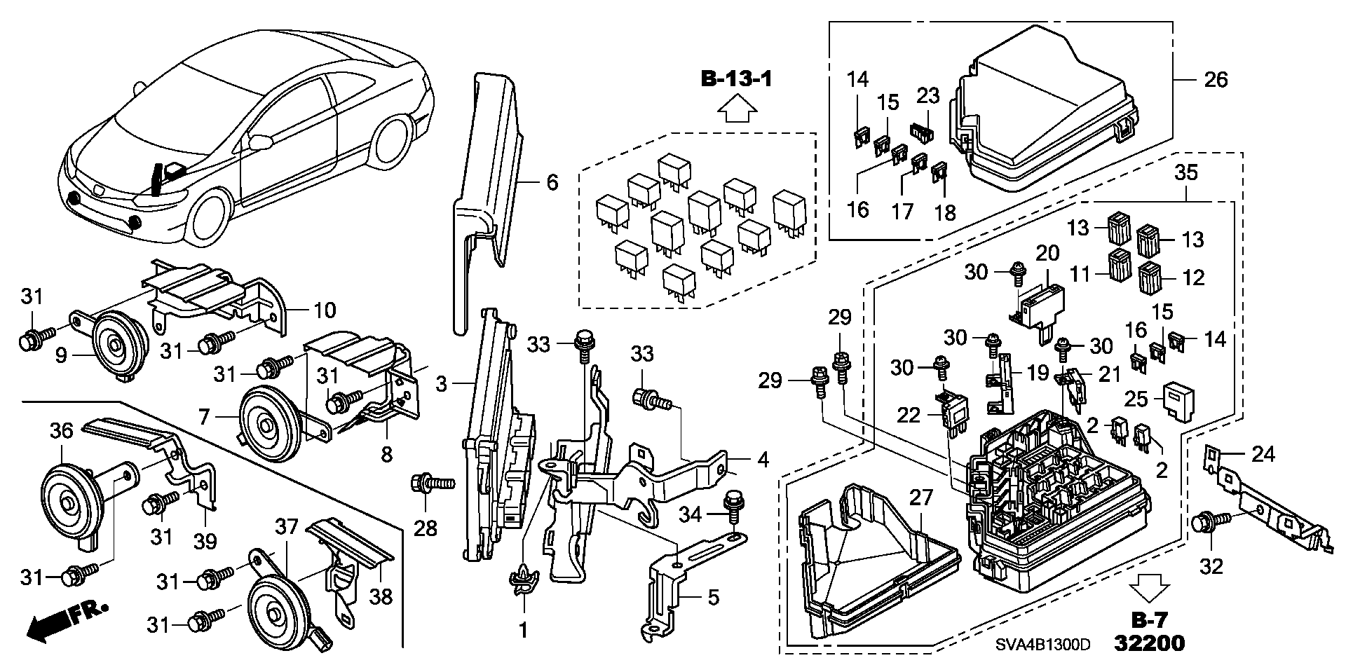 Diagram CONTROL UNIT (ENGINE ROOM) (1) for your Honda