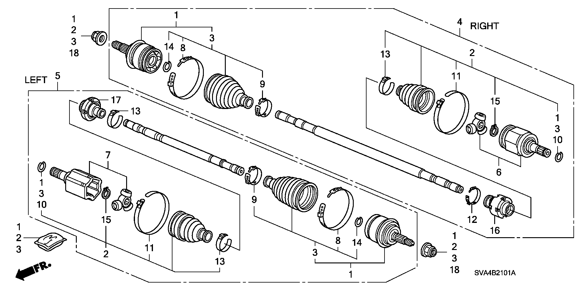 Diagram DRIVESHAFT (1.8L) (AT) for your 2012 Honda Pilot   