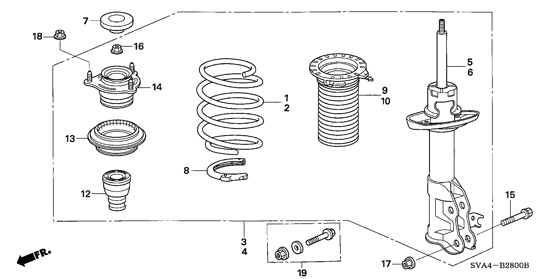 Diagram FRONT SHOCK ABSORBER for your 1990 Honda Accord   