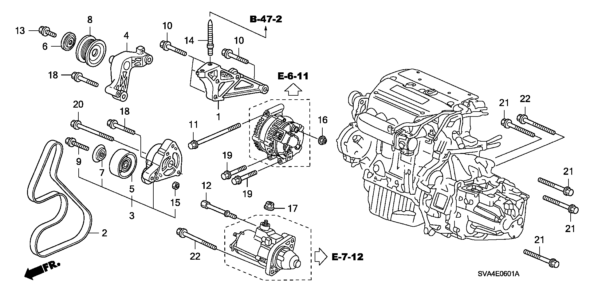 Diagram ENGINE MOUNTING BRACKET (2.0L) for your 2004 Honda Civic   