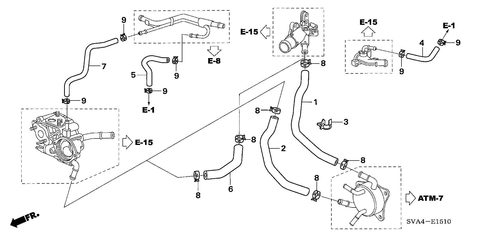 Diagram WATER HOSE (1.8L) for your Honda Civic Coupe  