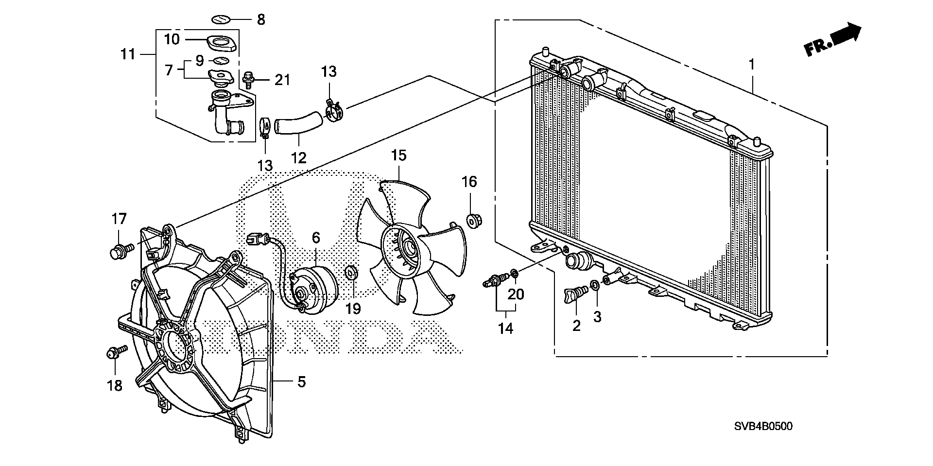 Diagram RADIATOR (1.8L) (TOYO) for your 1988 Honda Accord   