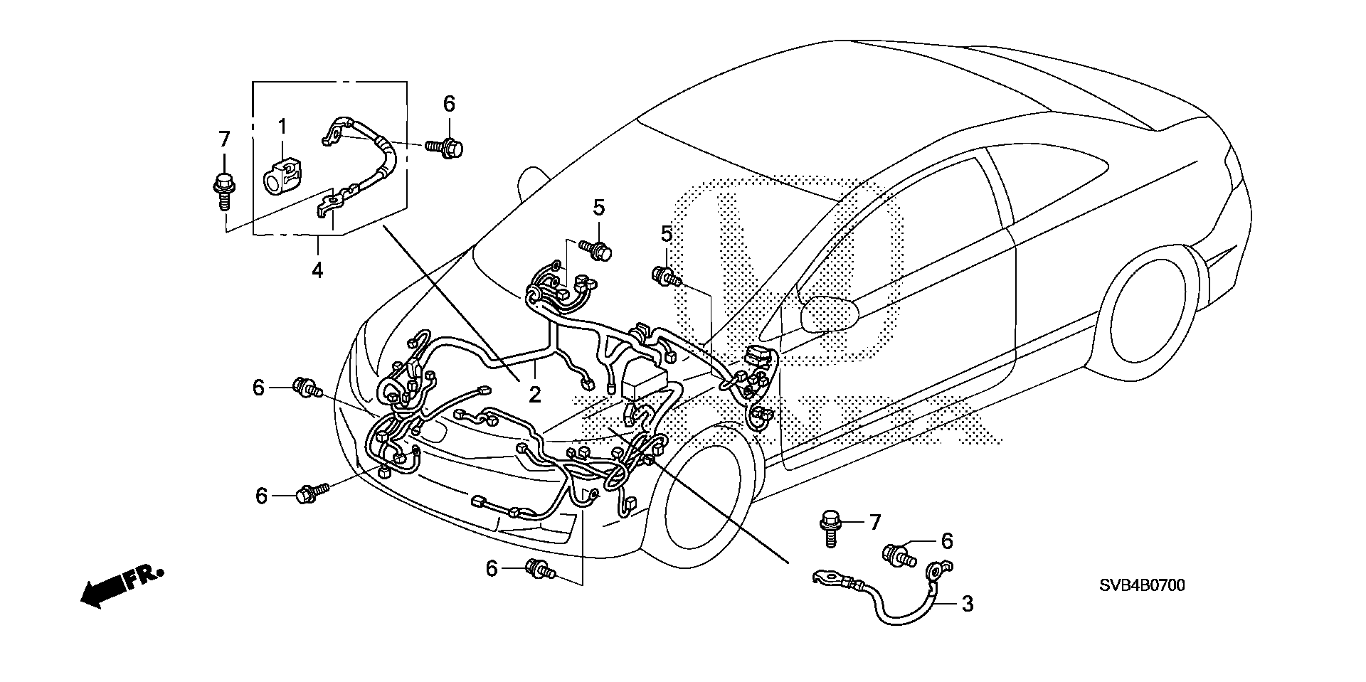 Honda Civic Coupe Wire harness, engine room. Electrical - 32200-SVA-A43 ...