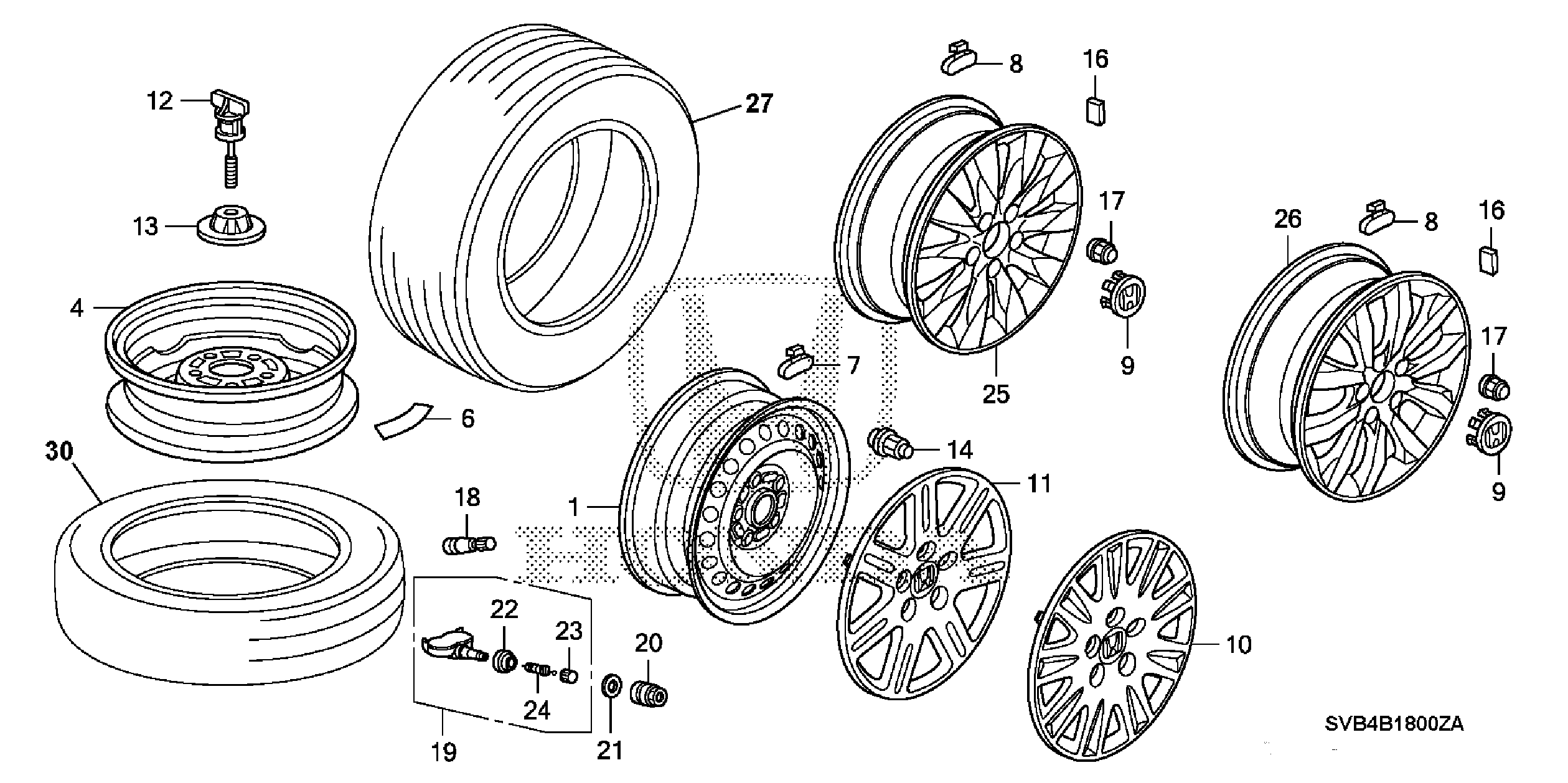 Diagram WHEEL DISK (KA) for your Honda Civic Coupe  