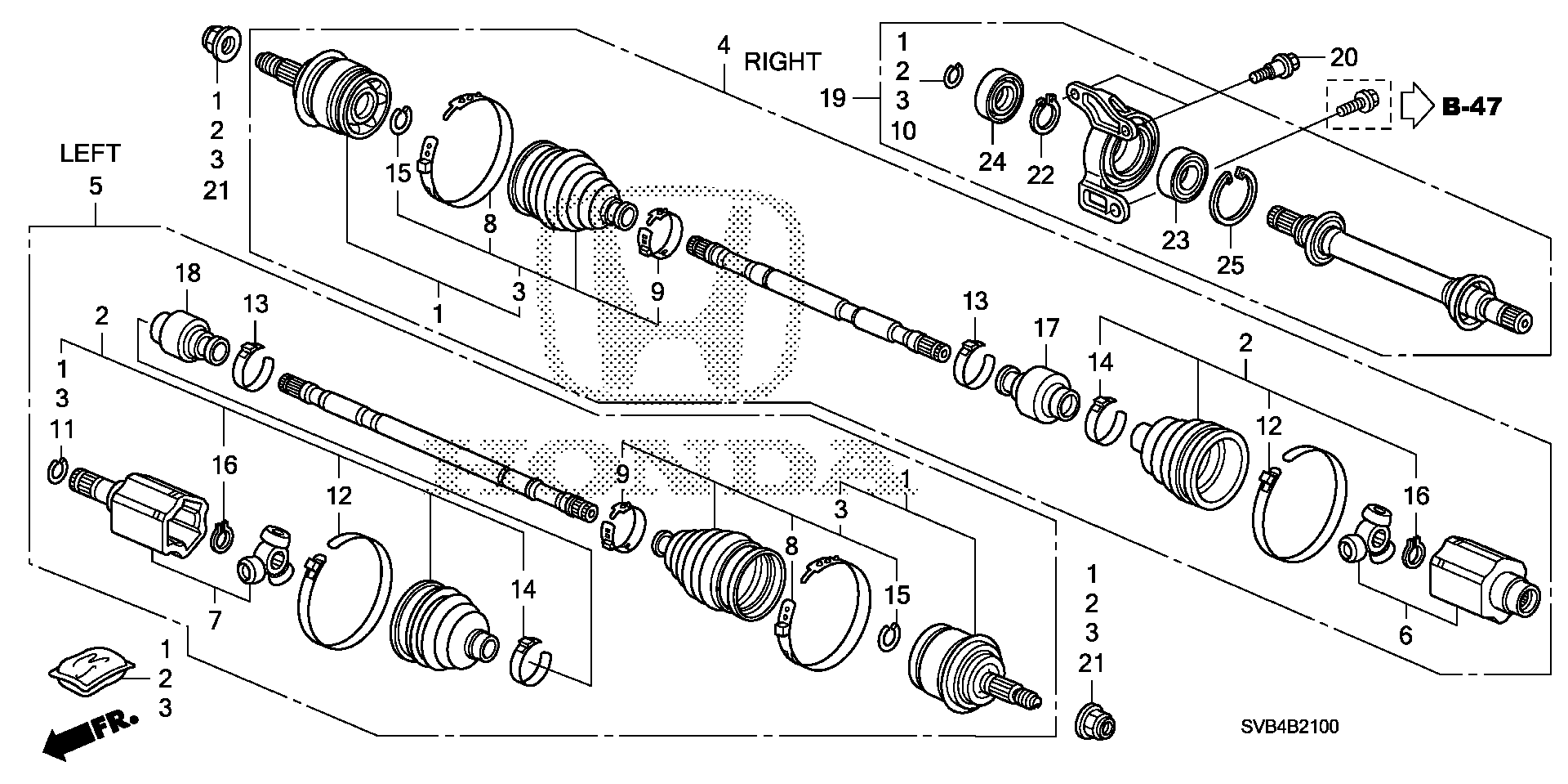 Diagram DRIVESHAFT@HALF SHAFT (1.8L) (MT) for your 2008 Honda Pilot   