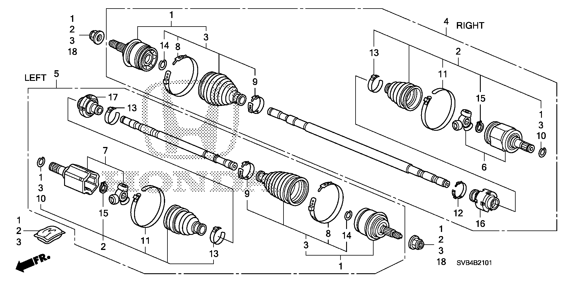 Diagram DRIVESHAFT (1.8L) (AT) for your 2012 Honda Pilot   