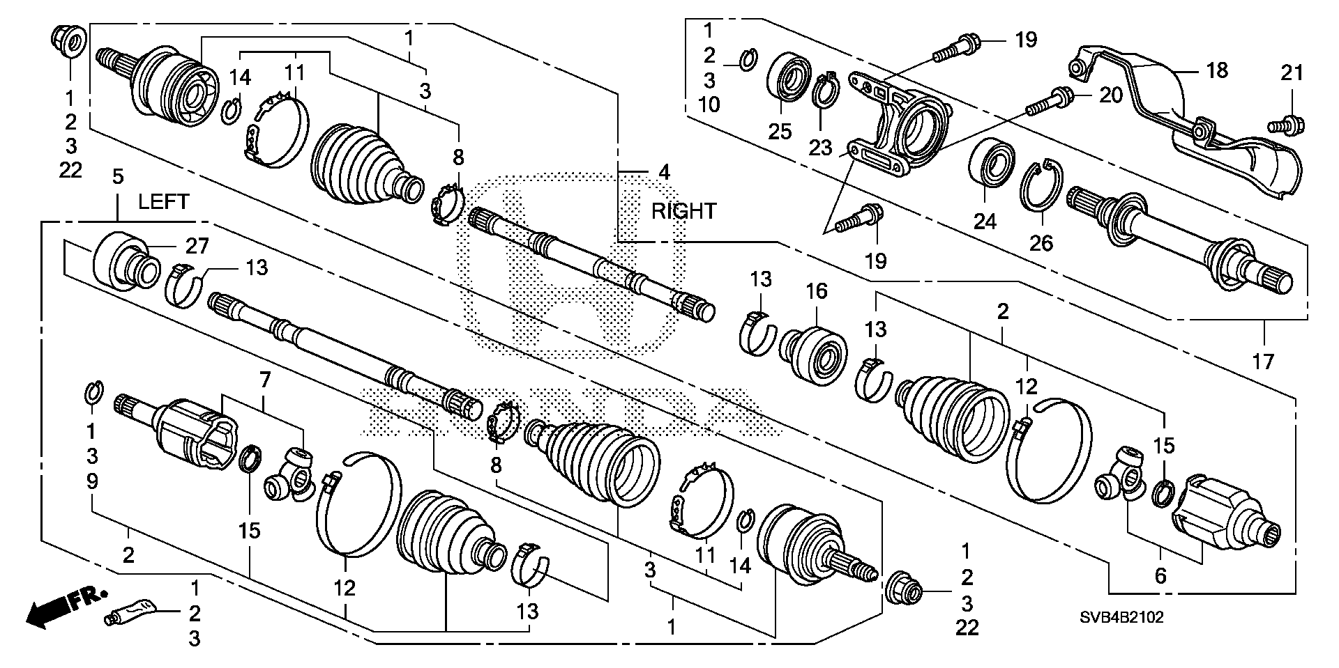 Diagram DRIVESHAFT@HALF SHAFT (2.0L) for your 2024 Honda Pilot   