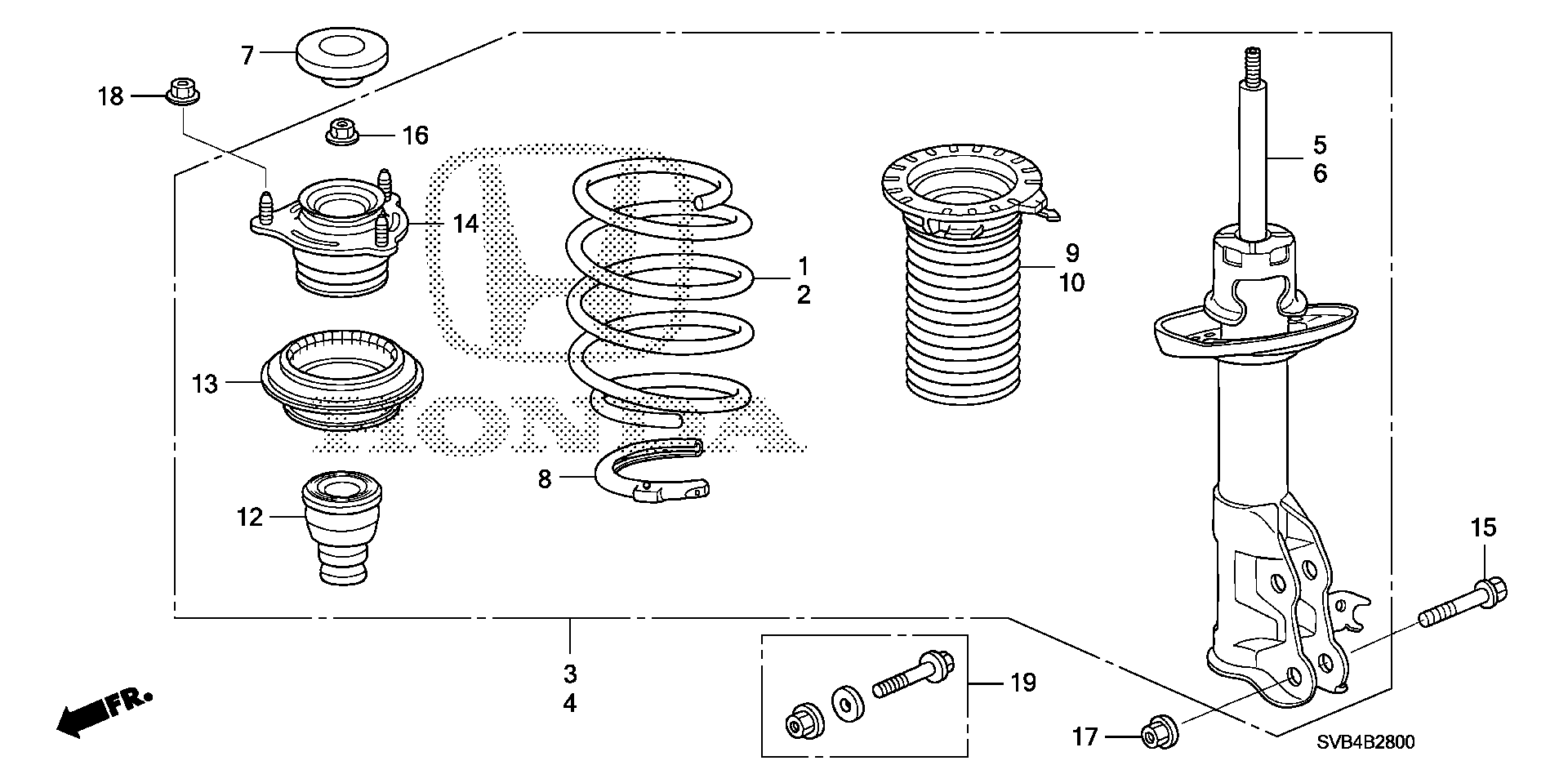 Diagram FRONT SHOCK ABSORBER for your 1990 Honda Accord   