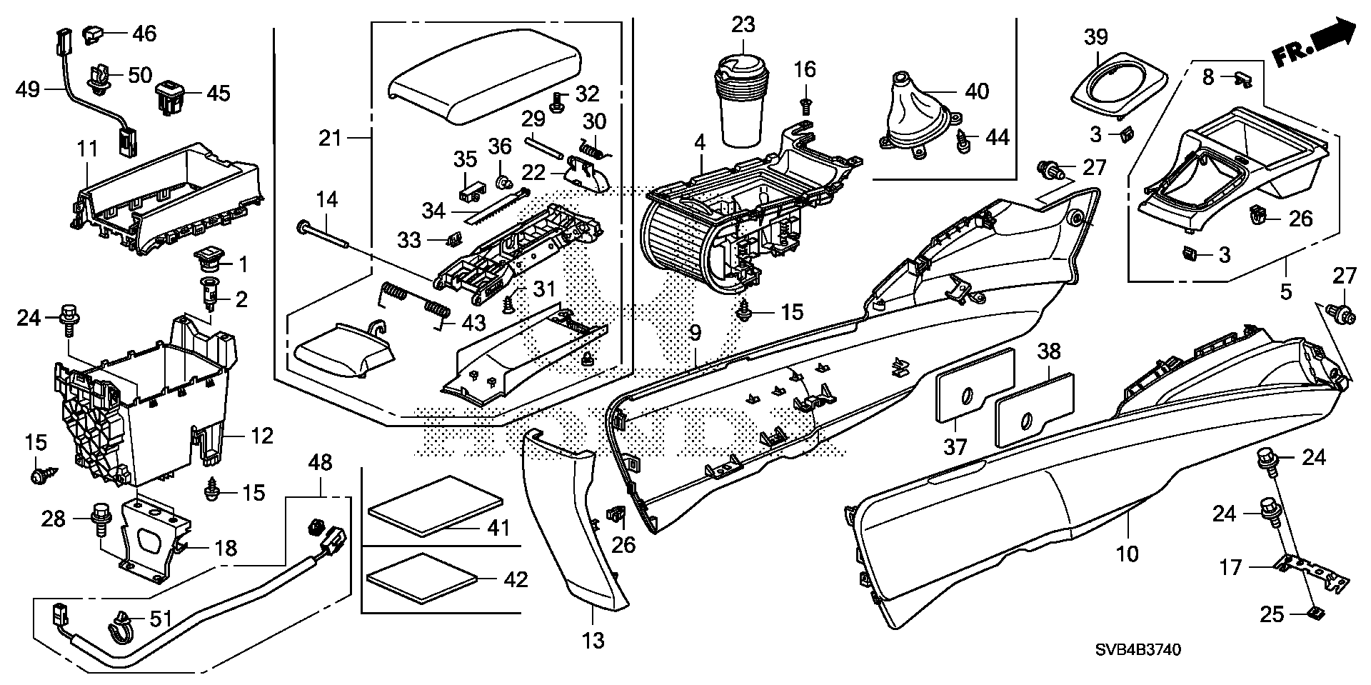 Diagram CONSOLE for your 2010 Honda Civic Coupe 2.0L i-VTEC MT SI 