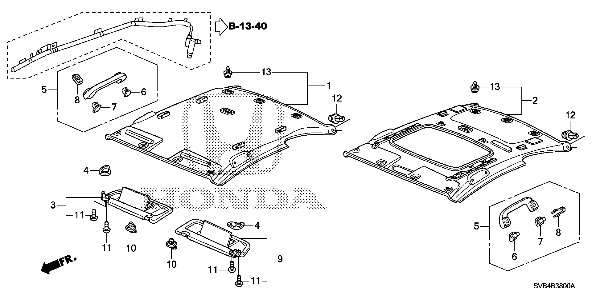 Diagram ROOF LINING for your Honda Element  