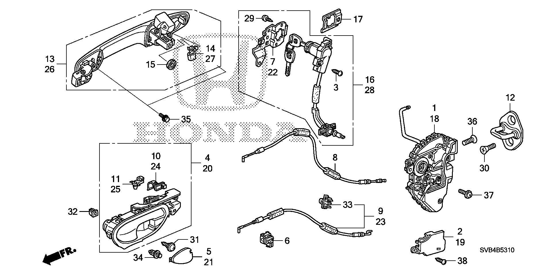 Diagram DOOR LOCKS@OUTER HANDLE for your 2010 Honda Civic Coupe 2.0L i-VTEC MT SI 