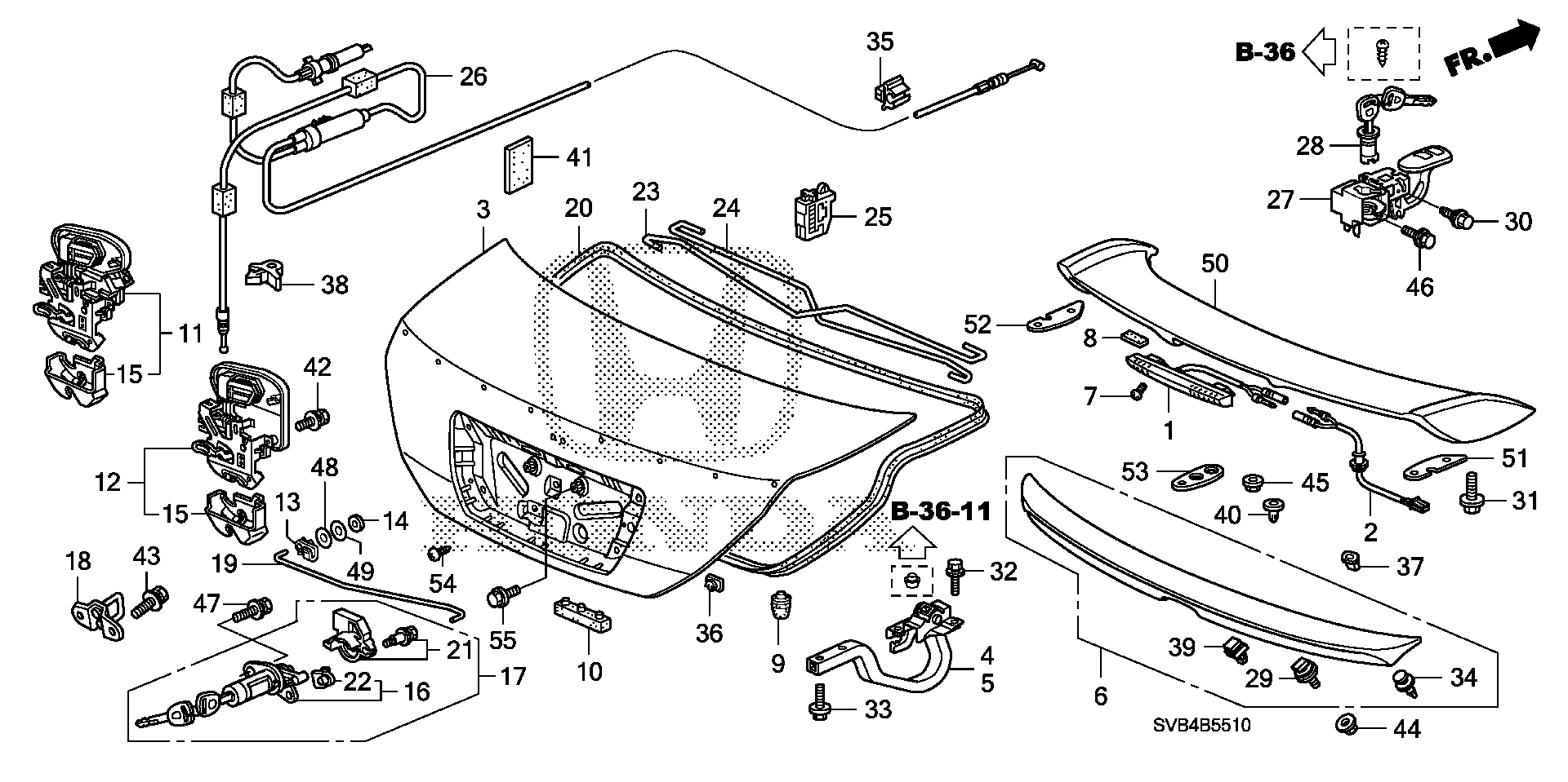 Diagram TRUNK LID for your 1990 Honda Accord Coupe 2.2L MT LX 