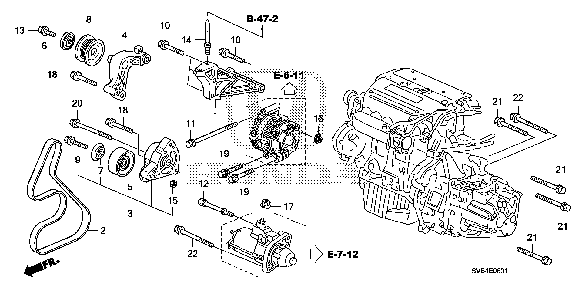 Diagram ENGINE MOUNTING BRACKET (2.0L) for your 2004 Honda Civic   