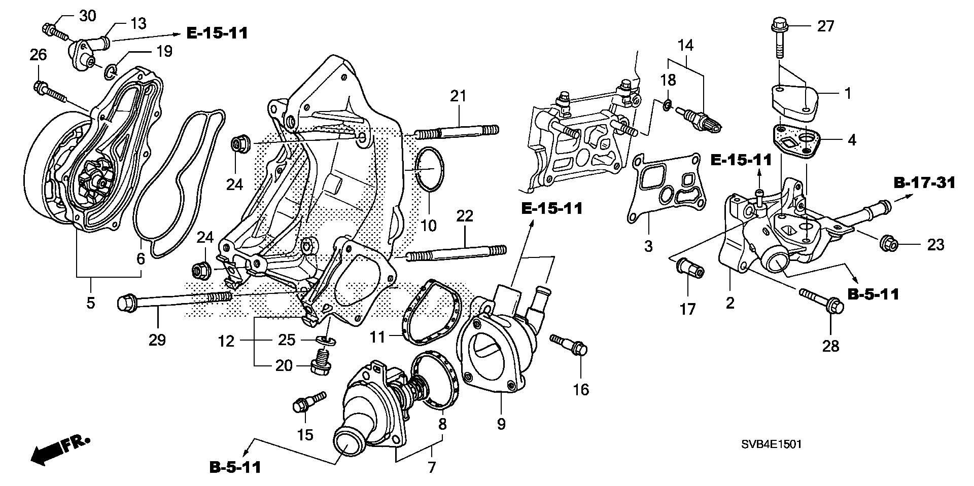 Diagram WATER PUMP (2.0L) for your 1990 Honda Civic Hatchback   