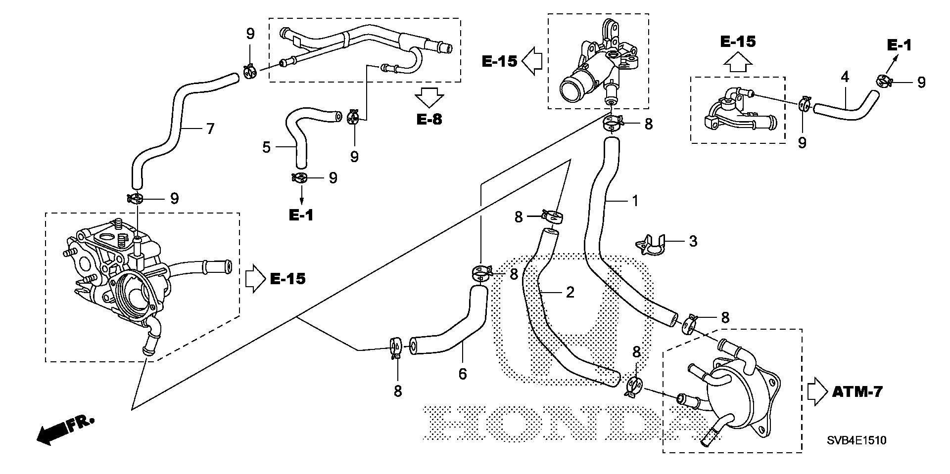 Diagram WATER HOSE (1.8L) for your Honda Civic Coupe  