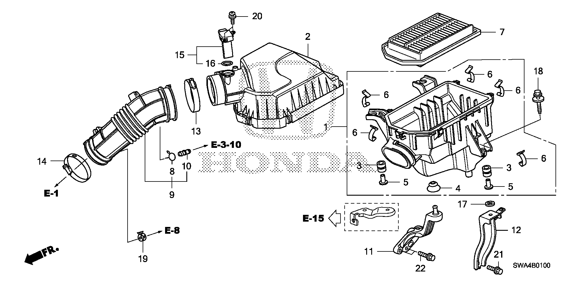 Honda CRV Cover, air cleaner. Emissions, engine, fuel 17210RZA000