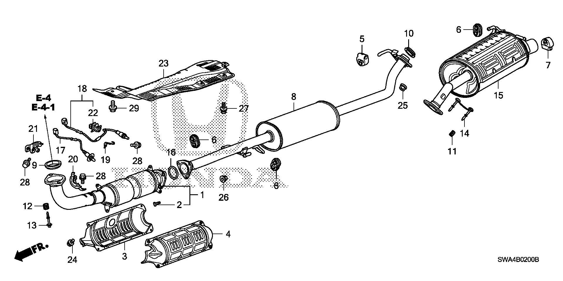 Diagram EXHAUST PIPE@MUFFLER for your 2024 Honda Passport  BLACK EDITION/ 5D 