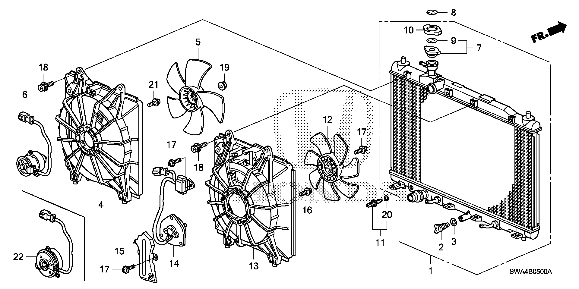 Diagram RADIATOR for your Honda Civic Hatchback  