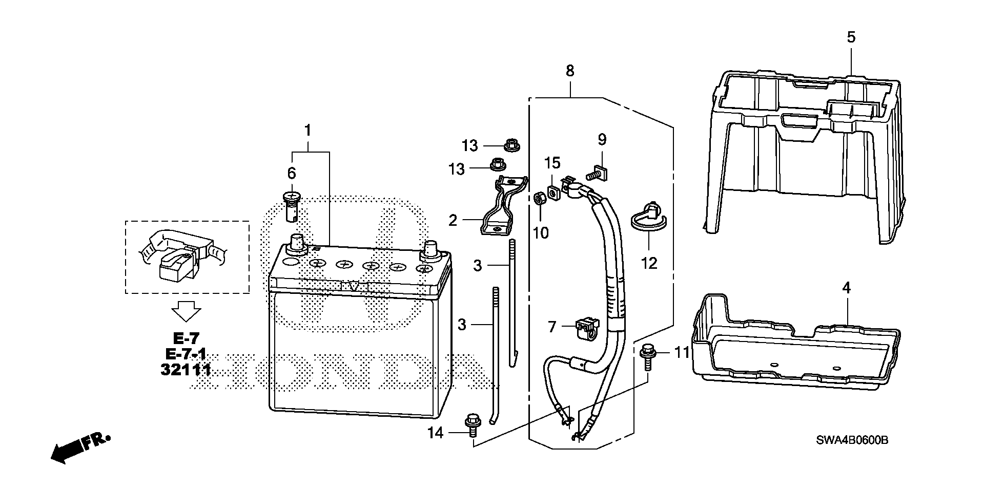 Diagram BATTERY for your 2007 Honda CR-V 2.4L i-VTEC AT 2WD EX 