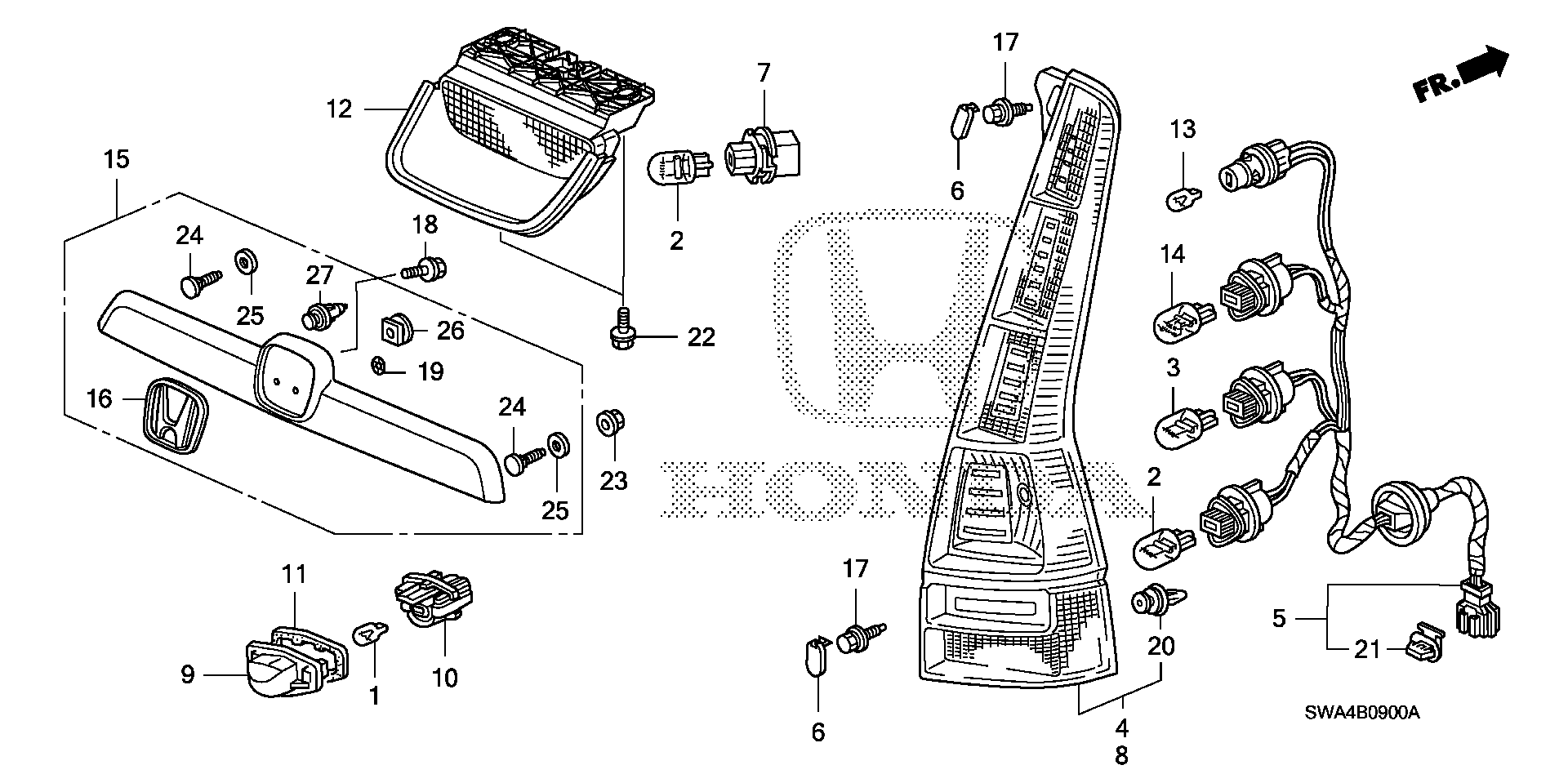 Diagram TAILLIGHT@LICENSE LIGHT for your 2018 Honda CR-V   