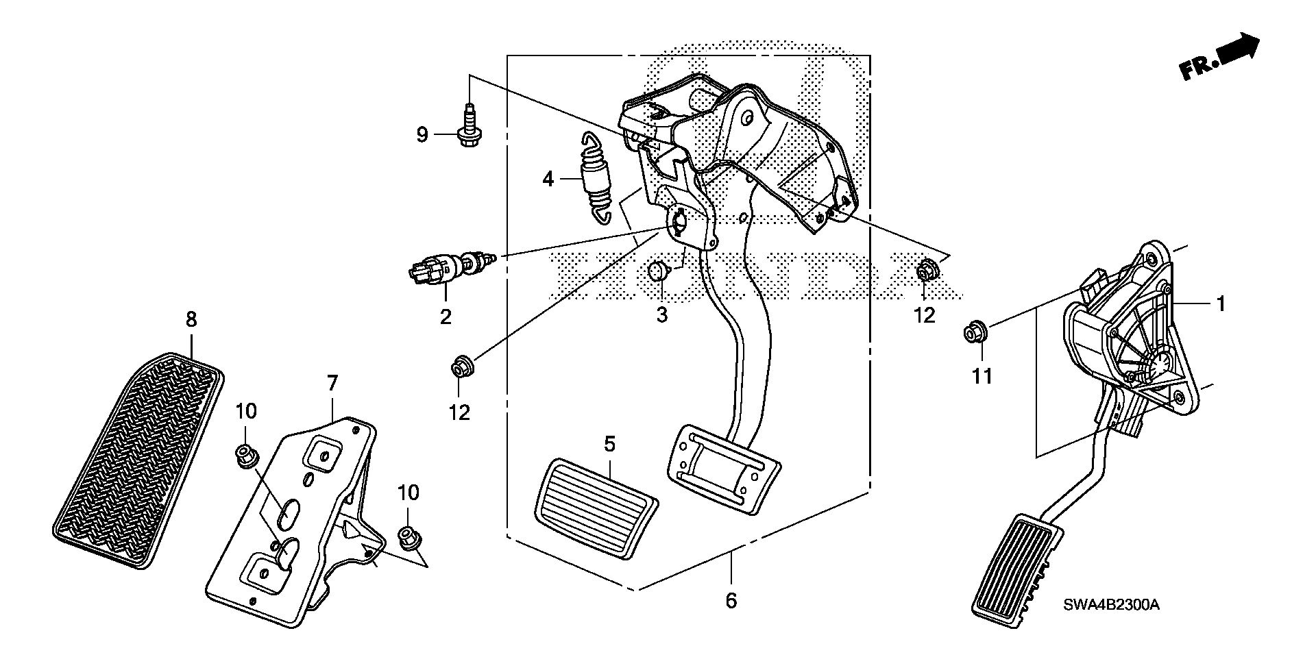 Diagram PEDAL for your 2007 Honda CR-V 2.4L i-VTEC AT 2WD EX 