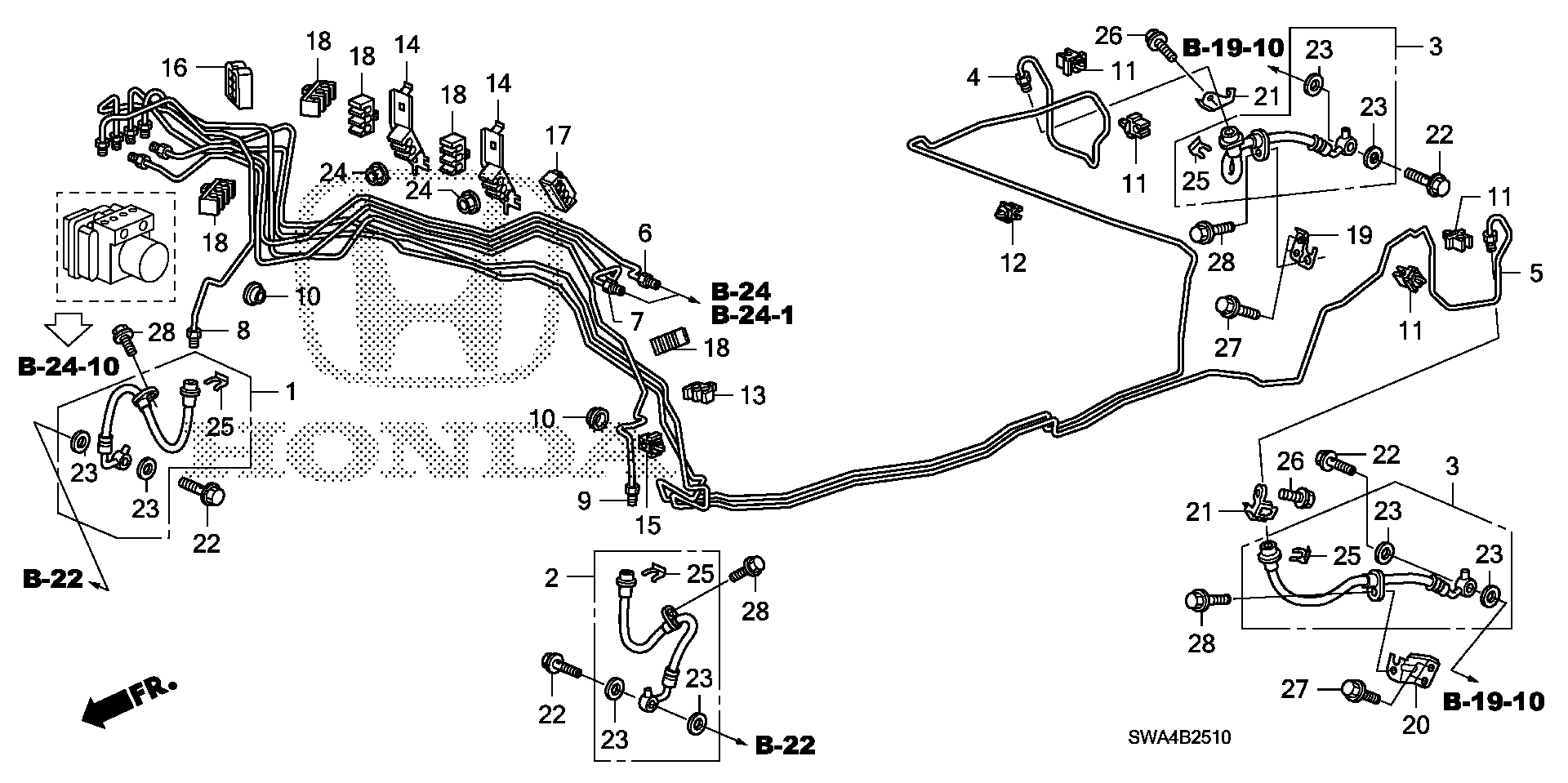 Diagram BRAKE LINES (VSA) for your 1977 Honda Civic Hatchback   