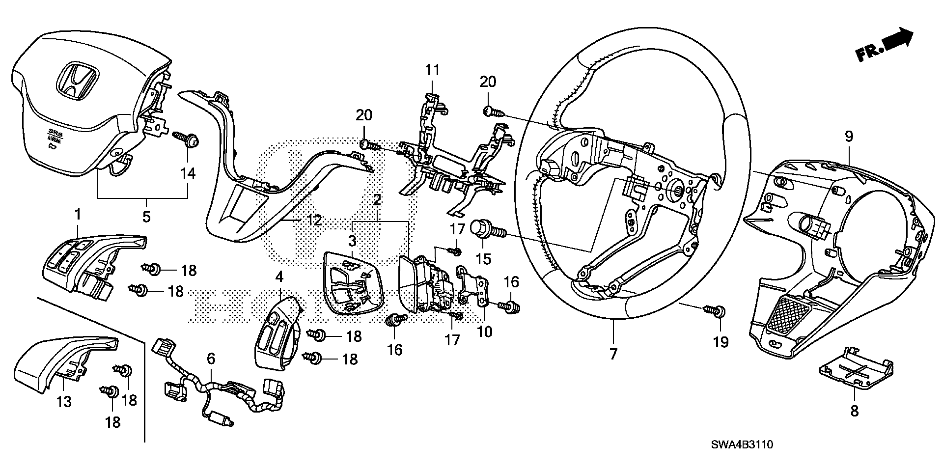 Diagram STEERING WHEEL (SRS) for your 2020 Honda CR-V   