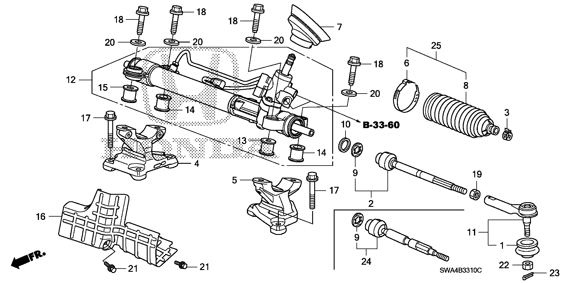 Diagram P.S. GEAR BOX for your 2007 Honda CR-V 2.4L i-VTEC AT 4WD EX 