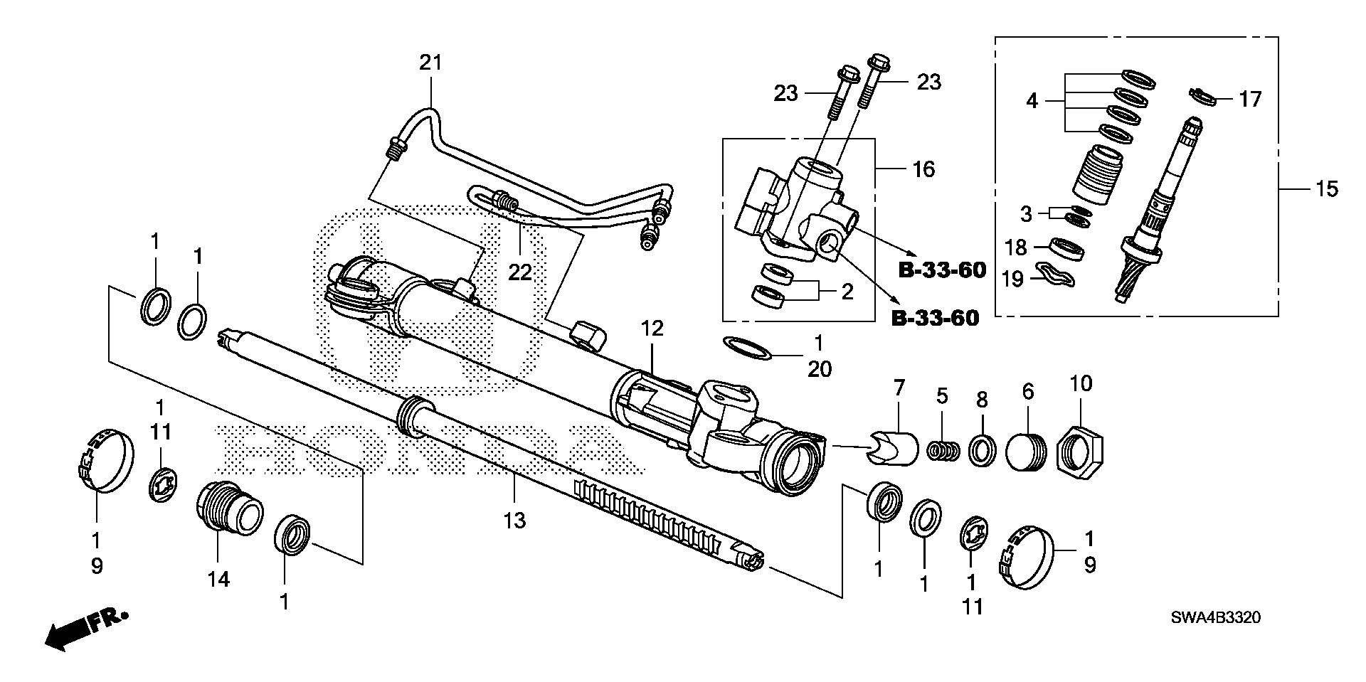 Diagram P.S. GEAR BOX COMPONENTS for your 2007 Honda CR-V 2.4L i-VTEC AT 4WD EX 