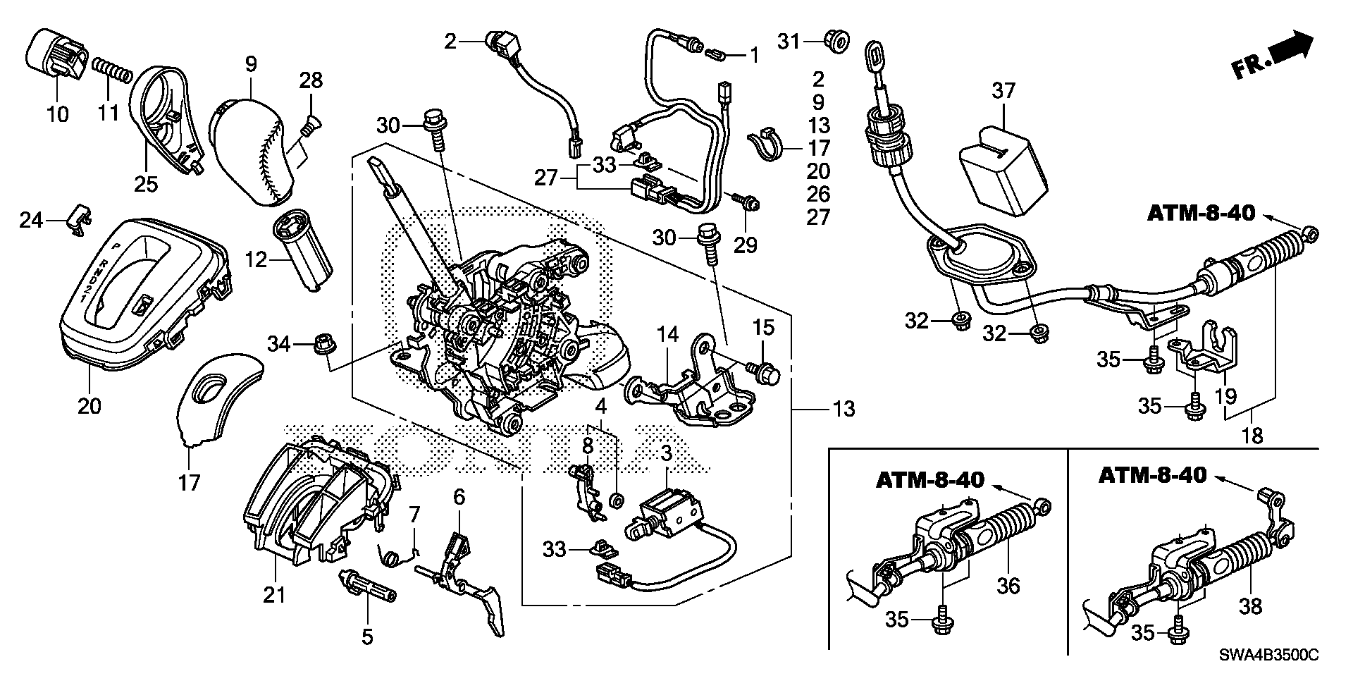 Diagram SELECT LEVER for your 2007 Honda CR-V 2.4L i-VTEC AT 2WD EX 