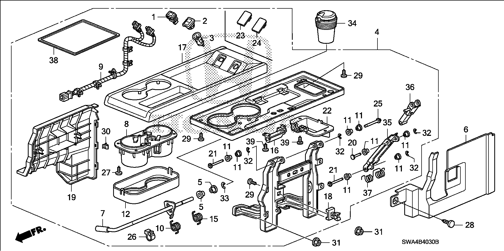 Diagram CENTER TABLE for your 2007 Honda CR-V 2.4L i-VTEC AT 2WD EX 