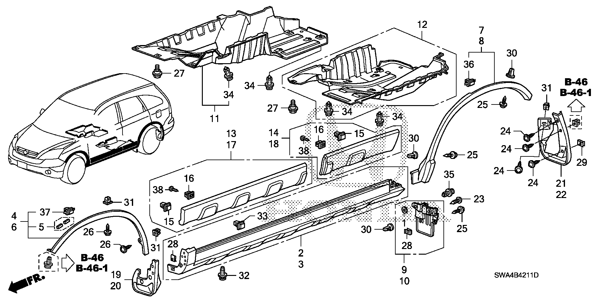 Diagram SIDE SILL GARNISH @PROTECTOR for your 2020 Honda Insight   