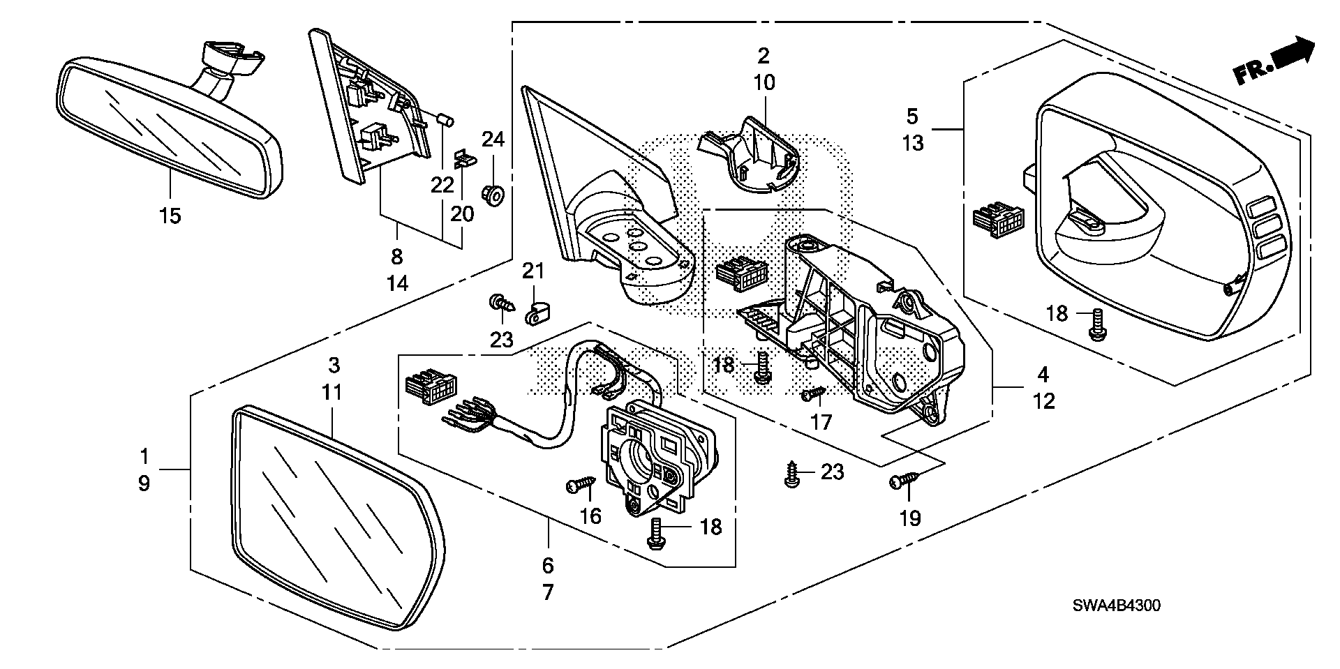 Diagram MIRROR (1) for your 1990 Honda Civic Hatchback   