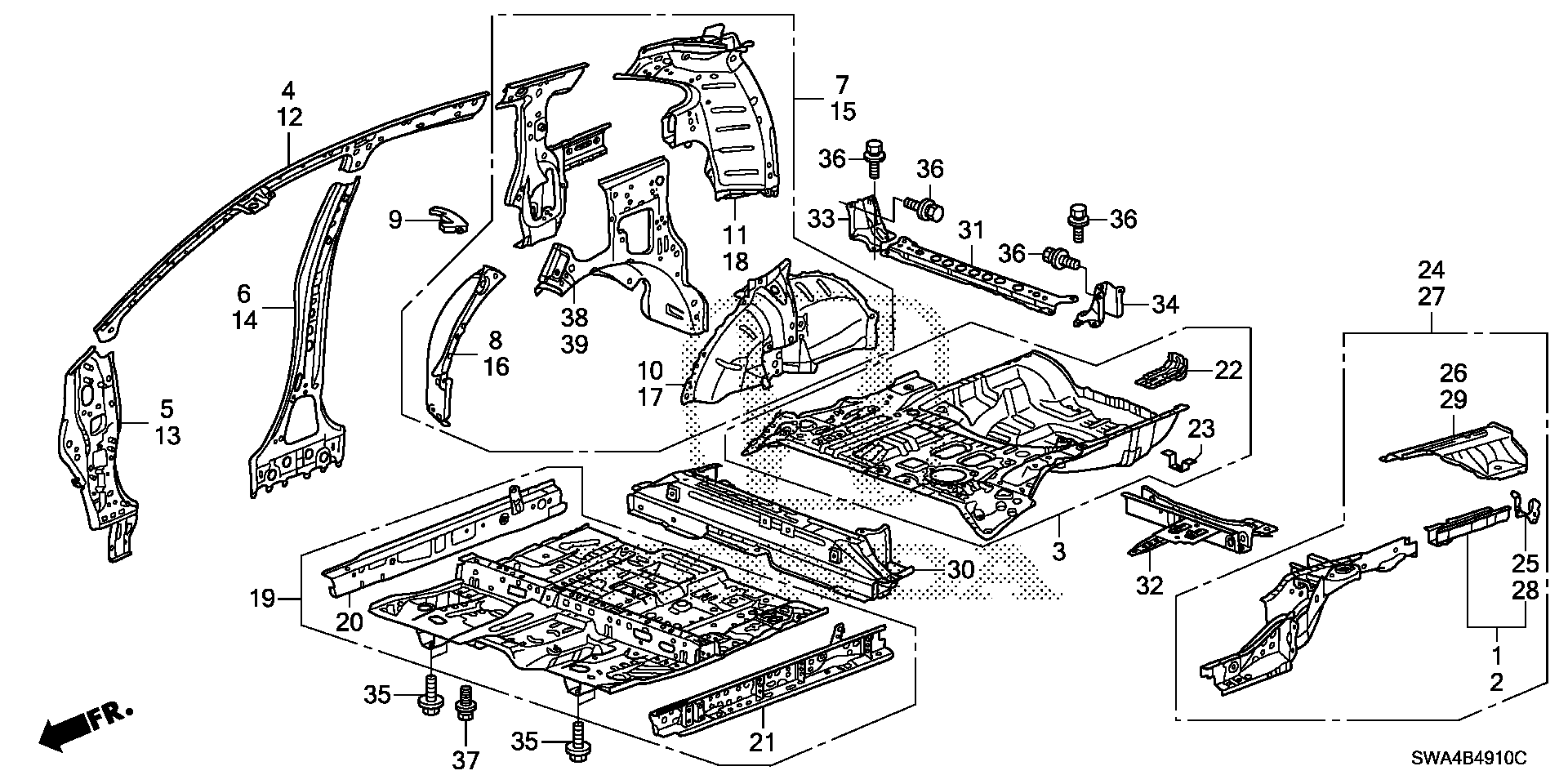 Diagram FLOOR@INNER PANEL for your 2020 Honda CR-V   