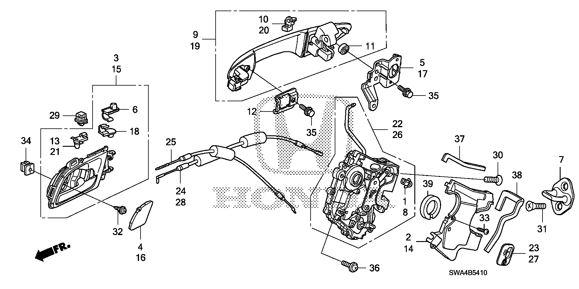 Diagram REAR DOOR LOCKS@OUTER HANDLE for your 2009 Honda CR-V   