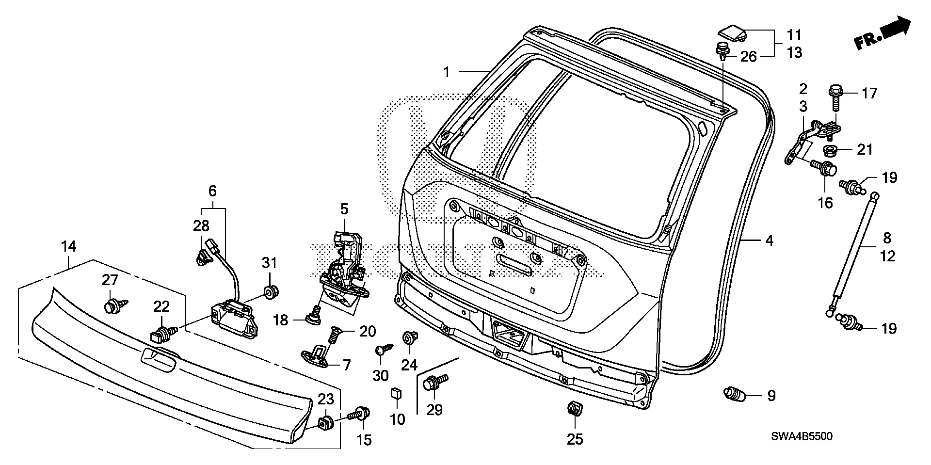 Diagram TAILGATE for your 2023 Honda Accord   