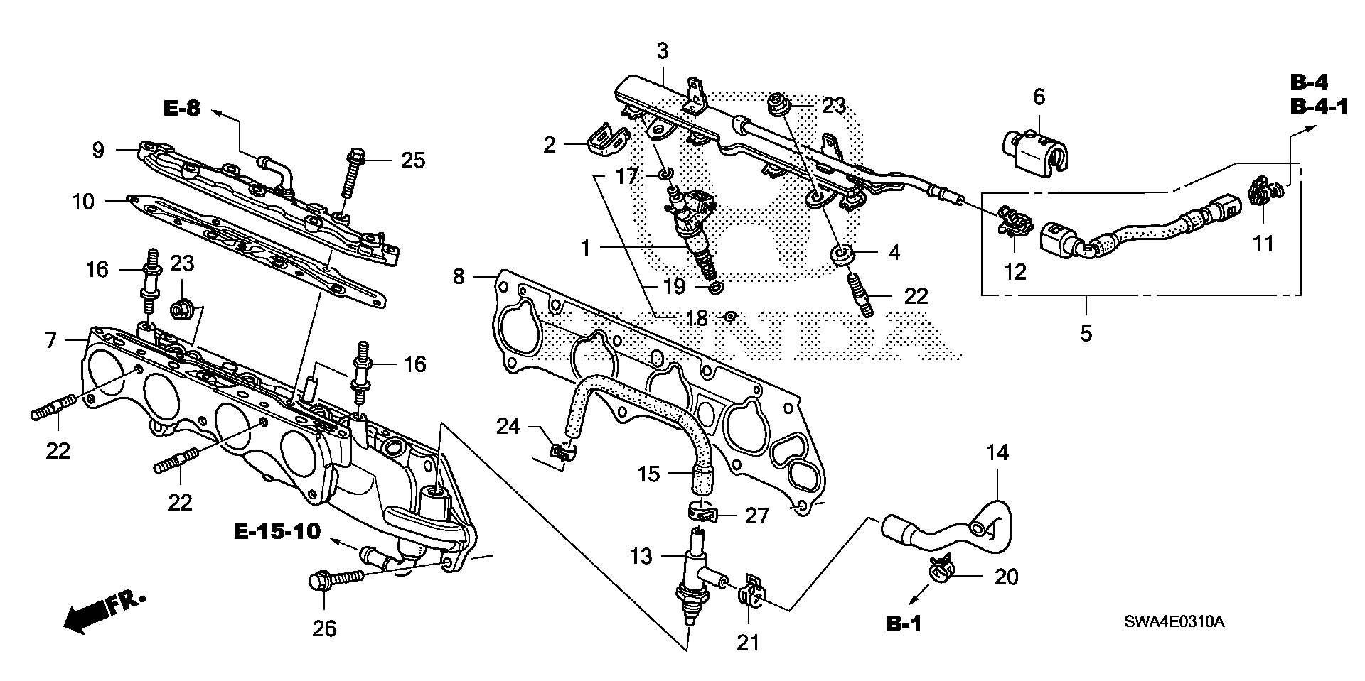 Diagram FUEL INJECTOR (-'09) for your 2007 Honda CR-V 2.4L i-VTEC AT 2WD EX 