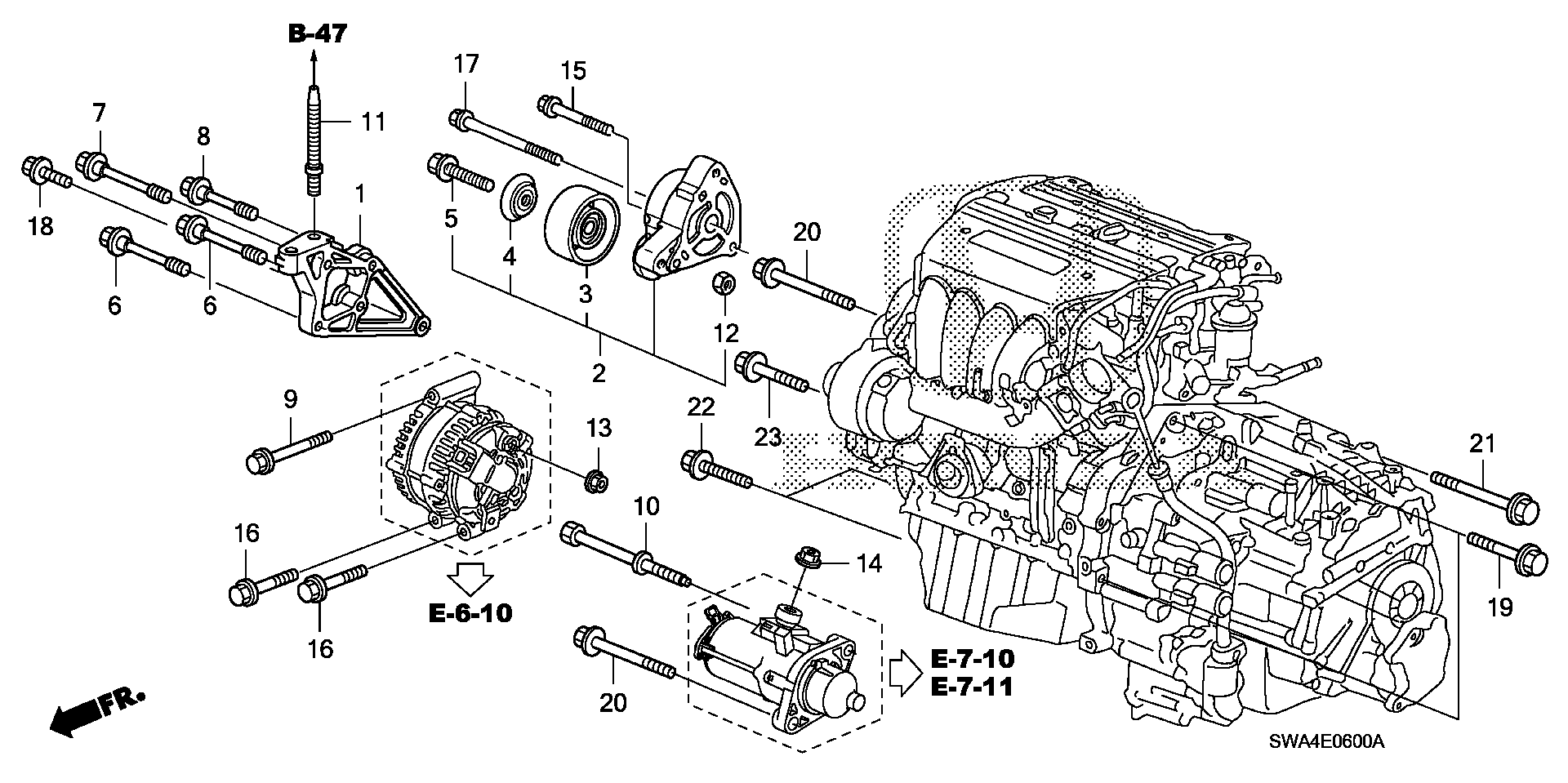 Diagram ENGINE MOUNTING BRACKET for your 2007 Honda CR-V 2.4L i-VTEC AT 2WD EX 