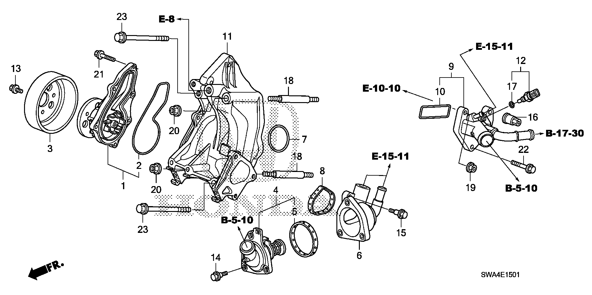 Diagram WATER PUMP ('10-) for your 1998 Honda Accord   