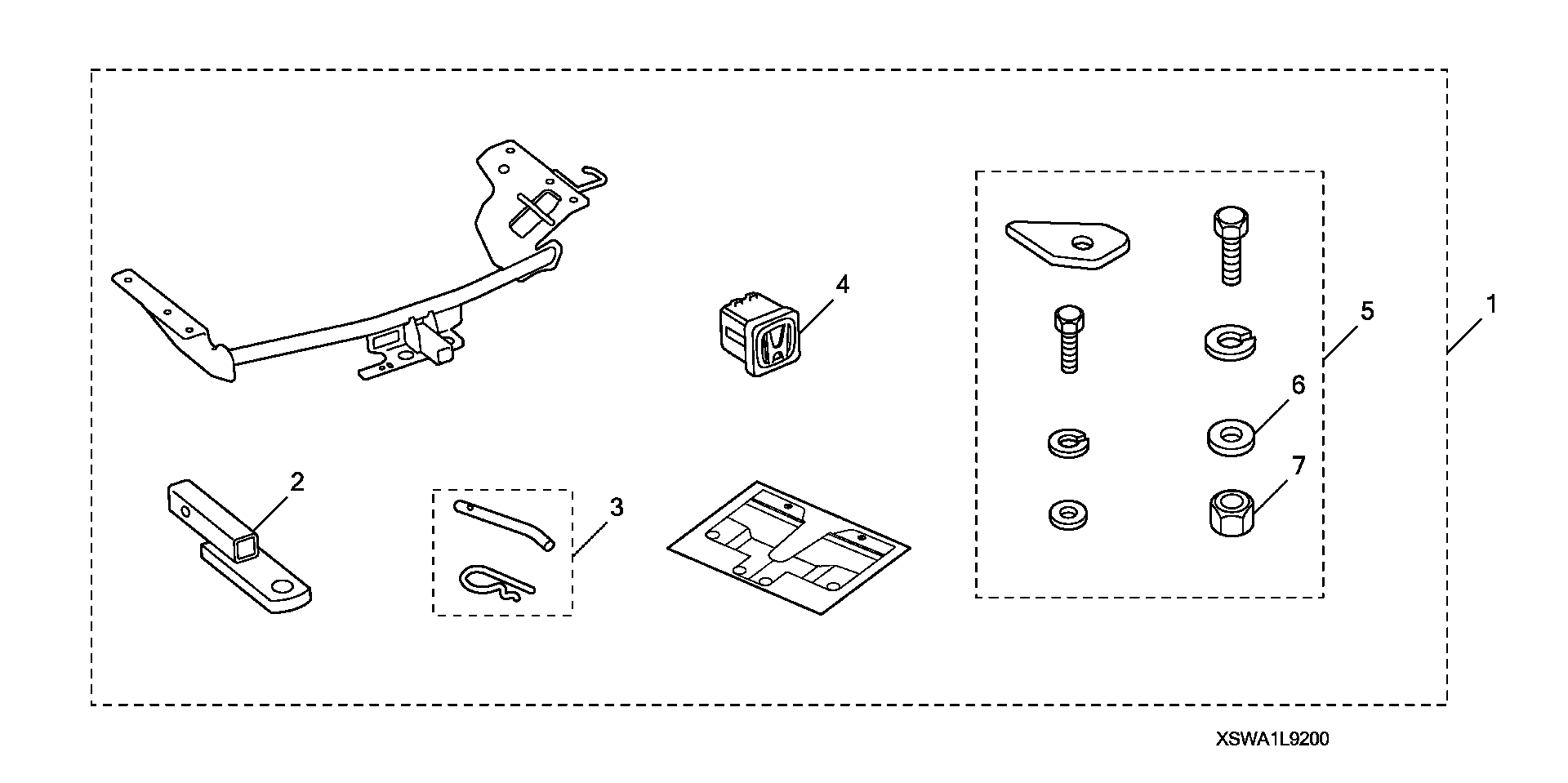 Diagram TRAILER HITCH for your 1990 Honda Accord Coupe 2.2L MT LX 