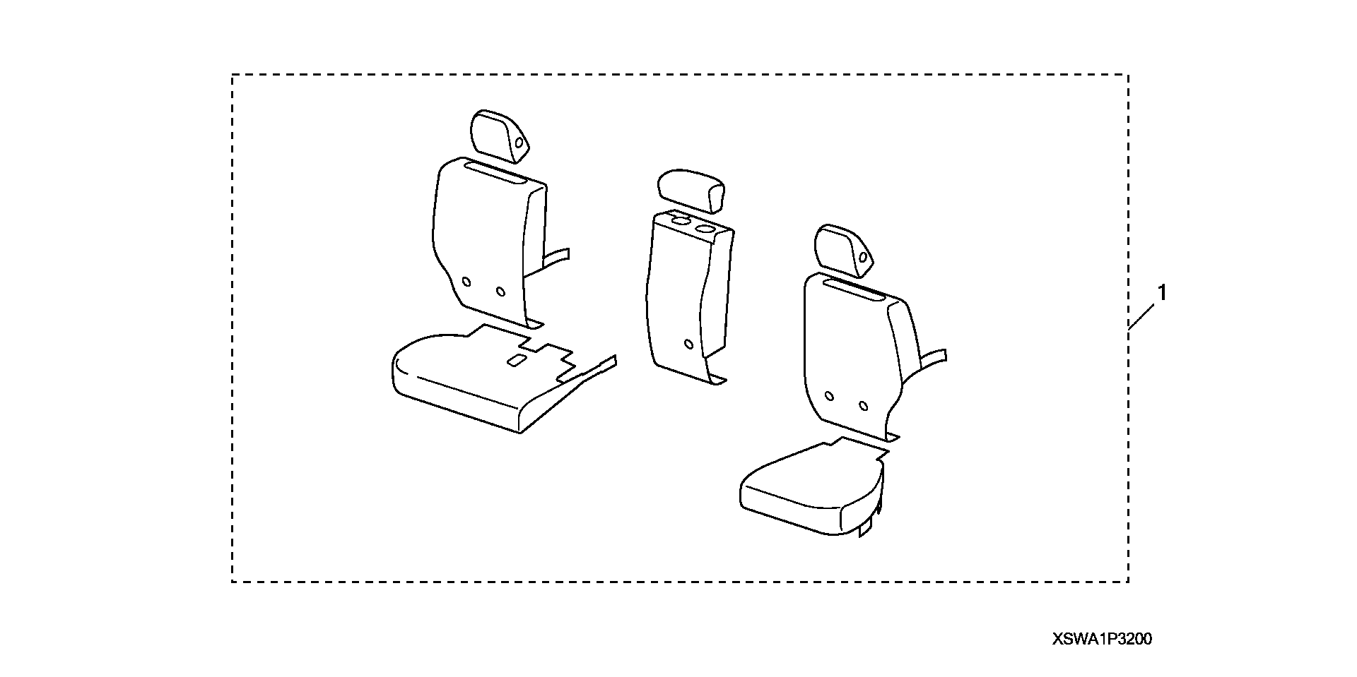 Full size assembly image of SEAT COVER (SECOND ROW) (1/1)