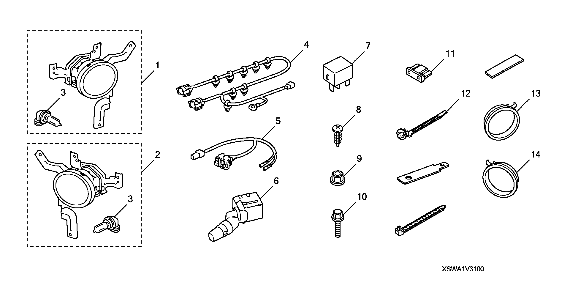 Diagram FOGLIGHT KIT (-'09) for your 2007 Honda CR-V 2.4L i-VTEC AT 2WD EX 