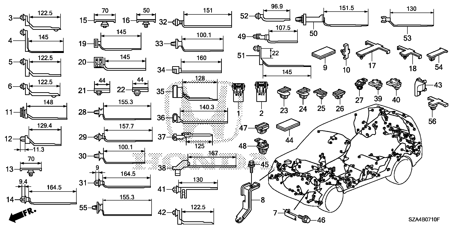 Diagram HARNESS BAND@BRACKET for your Honda Pilot  